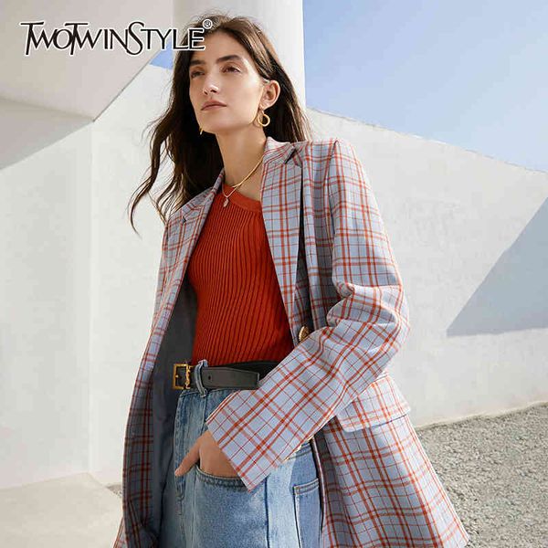 twotwinstyle hit color casual blazer for women notched long sleeve plaid spring blazers female fashion new clothing tide 210428, White;black
twotwinstyle hit color casual blazer for women notched long sleeve plaid spring blazers female fashion new clothing tide 210428, White;black