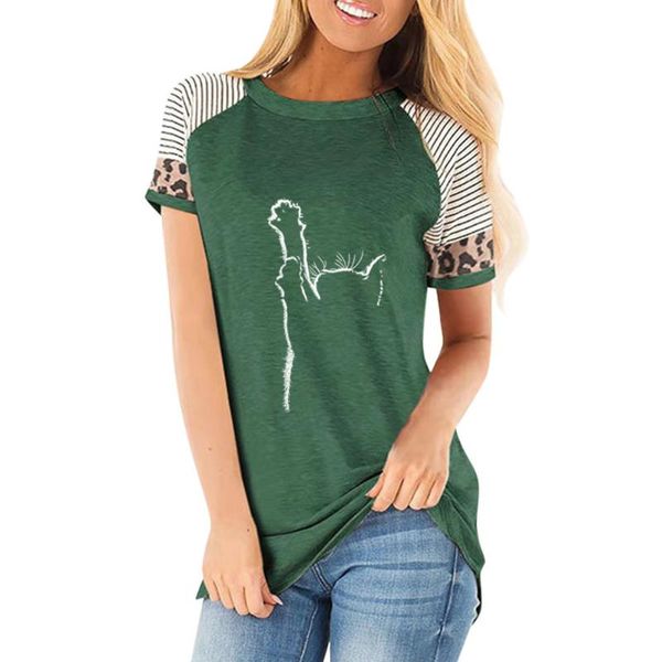 women's t-shirt patchwork t-shirts women summer short sleeve cat leopard striped printed casual tees pullover clothing female tshirt, White
women's t-shirt patchwork t-shirts women summer short sleeve cat leopard striped printed casual tees pullover clothing female tshirt, White