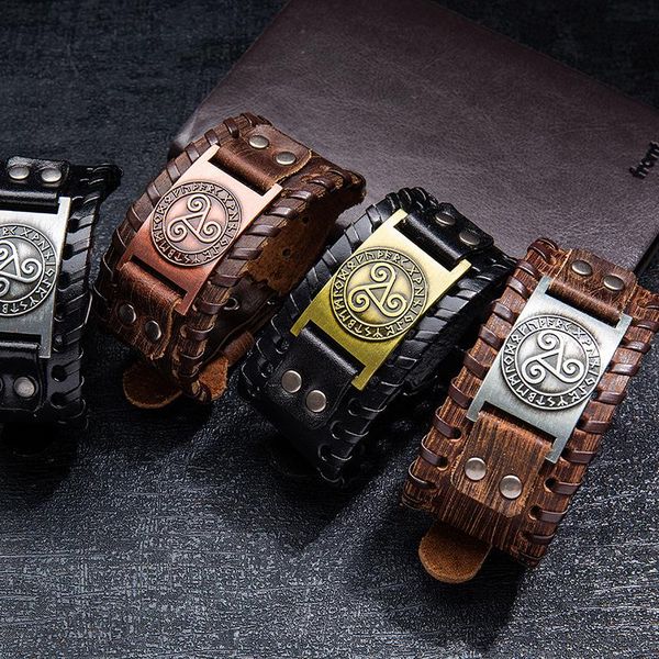charm bracelets trendy design triangle rune bracelet men's fashion leather woven viking accessories party jewelry wholesale, Golden;silver
charm bracelets trendy design triangle rune bracelet men's fashion leather woven viking accessories party jewelry wholesale, Golden;silver