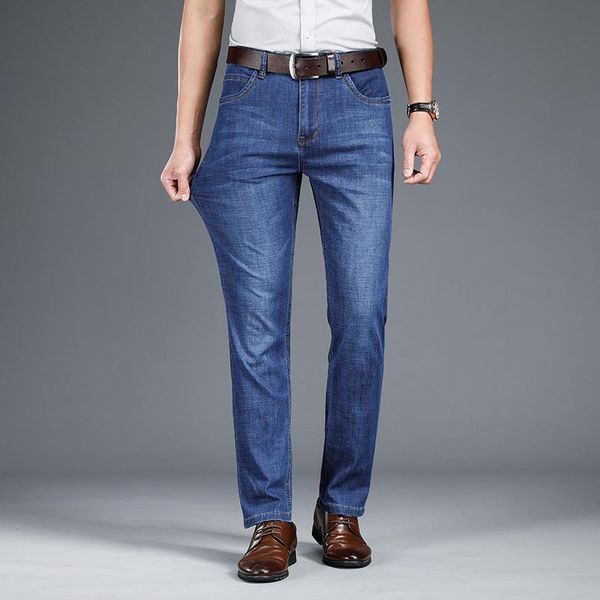 men's jeans 2021 autumn brand high-quality stretch slim-fit denim classic style trendy young fitted men designer, Blue
men's jeans 2021 autumn brand high-quality stretch slim-fit denim classic style trendy young fitted men designer, Blue