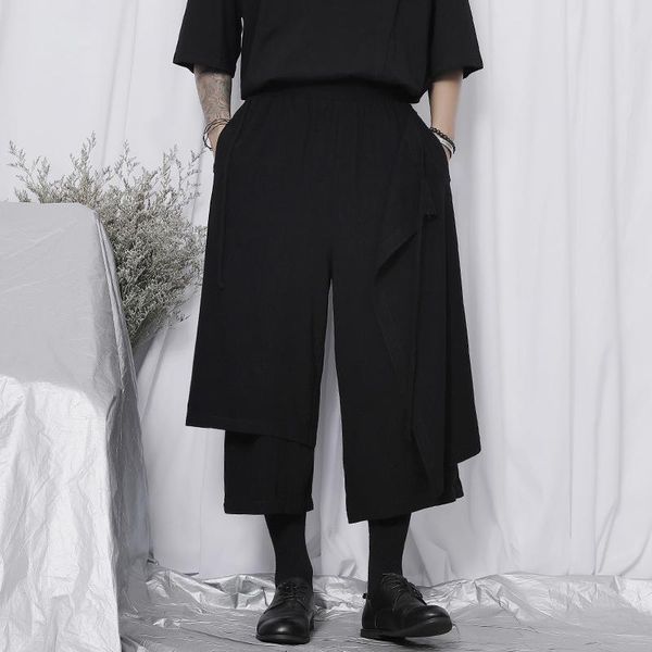 men's pants hairstylist's irregular laminated patchwork design dark japanese style casual loose size trousers skirt, Black
men's pants hairstylist's irregular laminated patchwork design dark japanese style casual loose size trousers skirt, Black