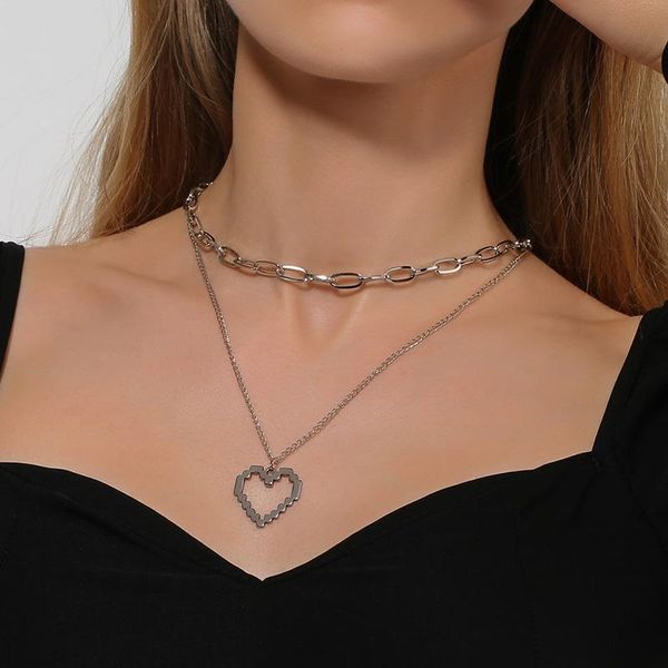 pendant necklaces creative mosaic heart for women female hip hop hollow love multilayer clavicle chains necklace neck jewelry, Silver
pendant necklaces creative mosaic heart for women female hip hop hollow love multilayer clavicle chains necklace neck jewelry, Silver