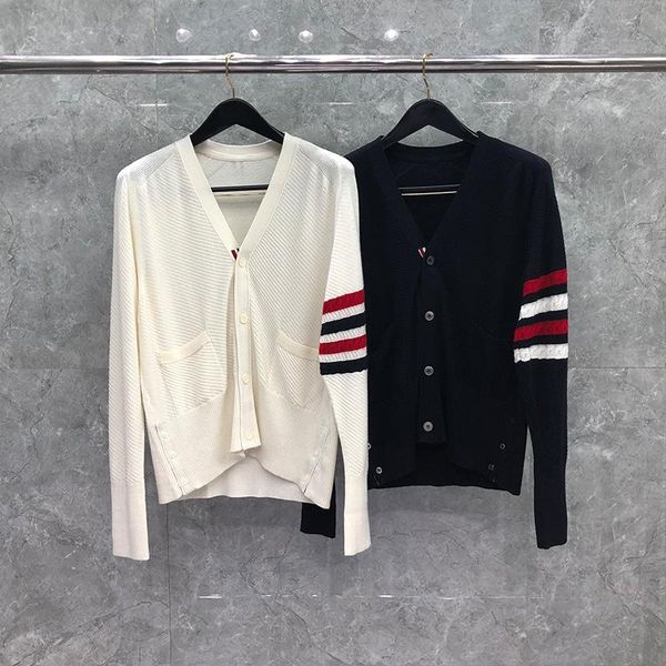 men's sweaters fashion 2021 brand men slim fit v-neck cardigans clothing red striped wool cotton spring autumn casual coat, White;black 
men's sweaters fashion 2021 brand men slim fit v-neck cardigans clothing red striped wool cotton spring autumn casual coat, White;black