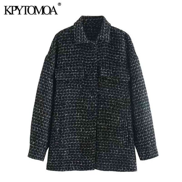 women fashion with pockets oversized tweed jacket coat vintage long sleeve button-up female outerwear chic 210420, Black;brown
women fashion with pockets oversized tweed jacket coat vintage long sleeve button-up female outerwear chic 210420, Black;brown