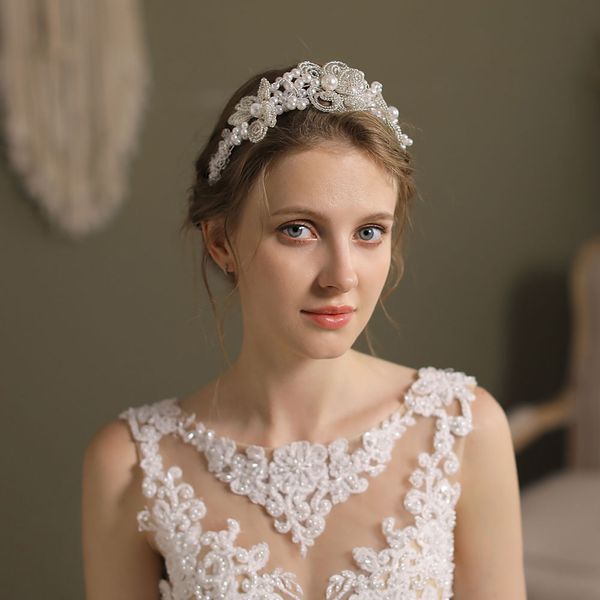 o590 elegant alloy headband millet bead pearl flower art headpieces bridal headdress for wedding bride women, Silver
o590 elegant alloy headband millet bead pearl flower art headpieces bridal headdress for wedding bride women, Silver
