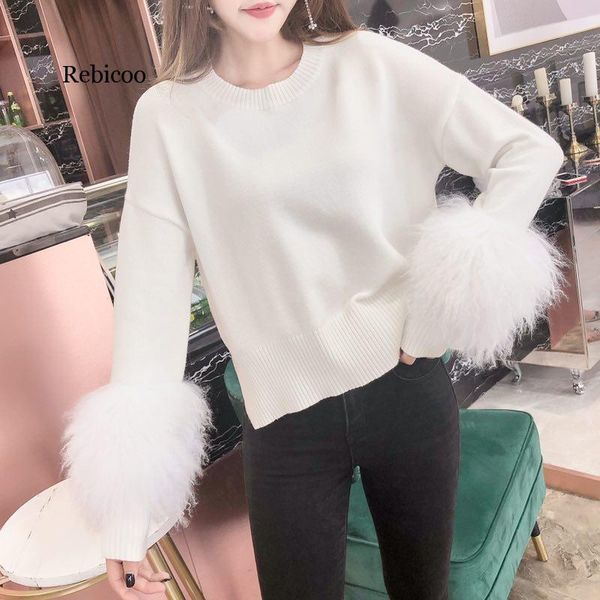 women's sweaters real fur sleeves women and pullovers casual oversized sweater christmas winter sleeve pull femme knitted jumpers, White;black
women's sweaters real fur sleeves women and pullovers casual oversized sweater christmas winter sleeve pull femme knitted jumpers, White;black