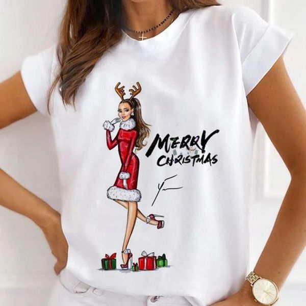 women's t-shirt christmas beauties tees santa claus tree shirt snowman print cartoon happy year holiday fashion tshirt, White
women's t-shirt christmas beauties tees santa claus tree shirt snowman print cartoon happy year holiday fashion tshirt, White