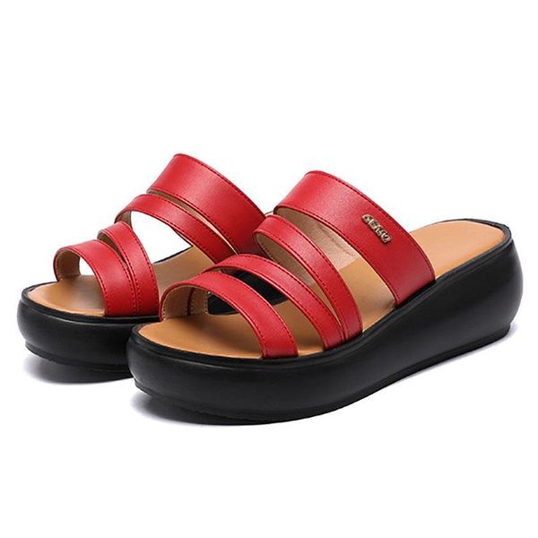 classic red women's slippers medium heels platform shoes large size cutout split leather for ladies casual wedge, Black
classic red women's slippers medium heels platform shoes large size cutout split leather for ladies casual wedge, Black