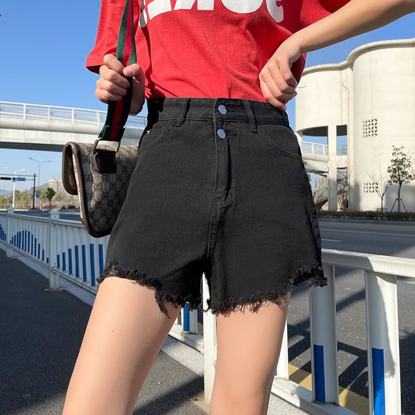 high waist shorts jeans women's summer new korean student casual straight wide leg net red hairline slim pants, White;black
high waist shorts jeans women's summer new korean student casual straight wide leg net red hairline slim pants, White;black