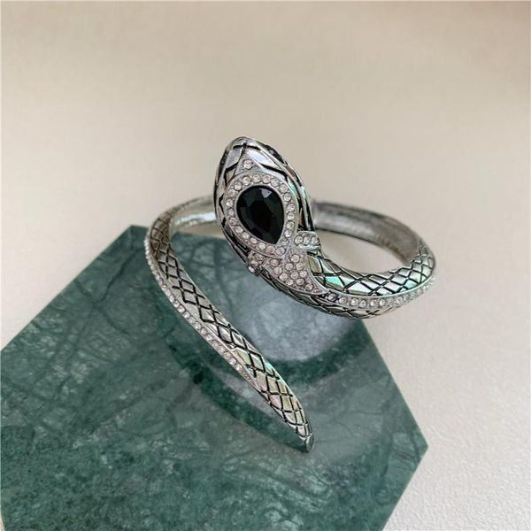bangle retro snake gemstone diamond personality exaggerated open bracelet and ring, Black
bangle retro snake gemstone diamond personality exaggerated open bracelet and ring, Black