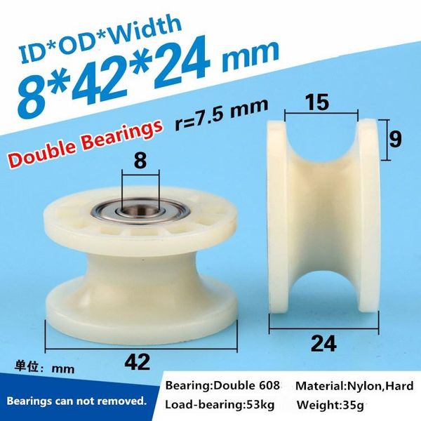 6/8x42x24mm nylon u type pulley wheel white color 608zz double bearing rolling for spinning machine 15mm track rial other door hardware
6/8x42x24mm nylon u type pulley wheel white color 608zz double bearing rolling for spinning machine 15mm track rial other door hardware