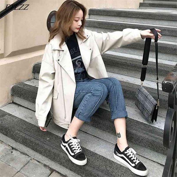 autumn women elegant ladies faux leather jacket motorcycle coat black loose oversized bf style outwear 210430
autumn women elegant ladies faux leather jacket motorcycle coat black loose oversized bf style outwear 210430