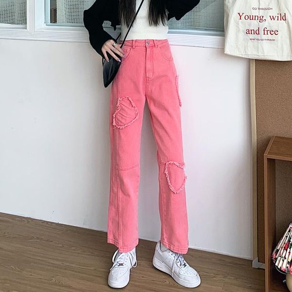 women's jeans women harajuku college style loose high waist wide leg pants straight cowboy pink love patch autumn trousers female, Blue
women's jeans women harajuku college style loose high waist wide leg pants straight cowboy pink love patch autumn trousers female, Blue