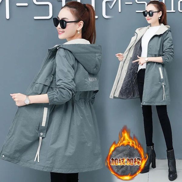women's trench coats autumn winter jacket women windbreaker nice plush velvet warm hooded mid long coat plus size female parka outerwea, Tan;black
women's trench coats autumn winter jacket women windbreaker nice plush velvet warm hooded mid long coat plus size female parka outerwea, Tan;black