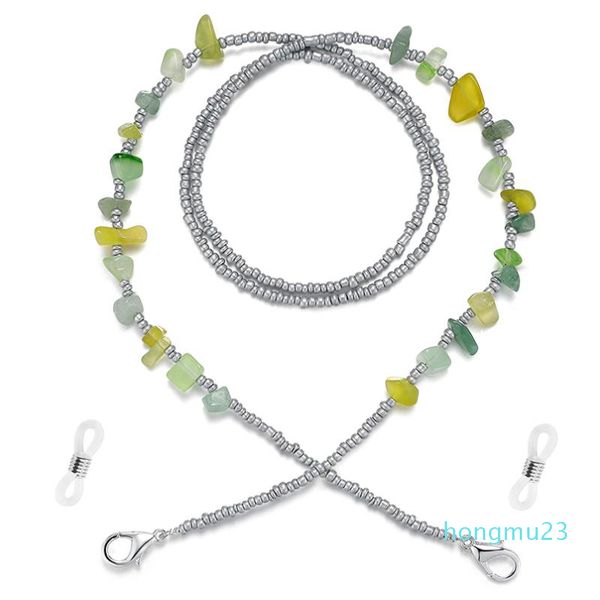 green colored stone glasses chain lanyard sunglasses matching mirror beaded anti-loss mask fashion chains, Silver
green colored stone glasses chain lanyard sunglasses matching mirror beaded anti-loss mask fashion chains, Silver