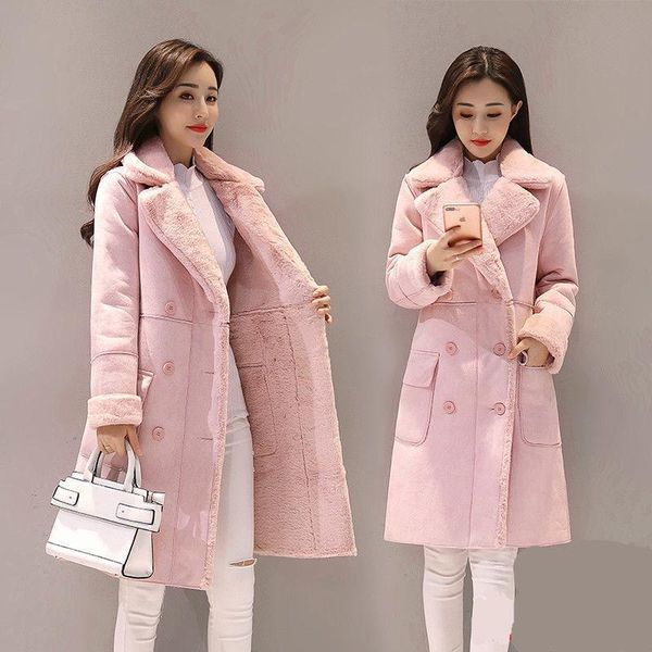 women's fur & faux 2021lamb wool coat women korean winter plus velvet thicken coats female suede overcoat mid-length one piece of jacke, Black
women's fur & faux 2021lamb wool coat women korean winter plus velvet thicken coats female suede overcoat mid-length one piece of jacke, Black