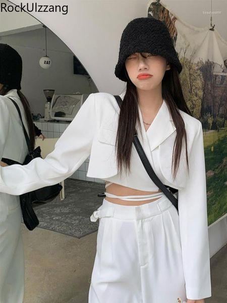 women's suits & blazers cross waist lace-up string lapel blazer suit crop and pant fall long sleeve outwear coat ladies fashion two, White;black
women's suits & blazers cross waist lace-up string lapel blazer suit crop and pant fall long sleeve outwear coat ladies fashion two, White;black