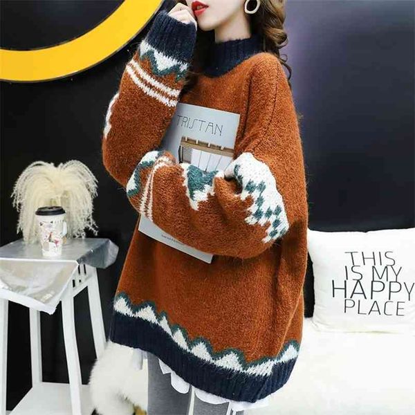 half turtleneck women's loose autumn winter clothing korean version of lazy hong kong flavor retro sweater tide 210427, White;black
half turtleneck women's loose autumn winter clothing korean version of lazy hong kong flavor retro sweater tide 210427, White;black