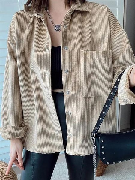 stylish chic loose pocket corduroy shirt jacket women fashion turn-down collar long sleeve coat female casual streetwear women's jacket, Black;brown
stylish chic loose pocket corduroy shirt jacket women fashion turn-down collar long sleeve coat female casual streetwear women's jacket, Black;brown