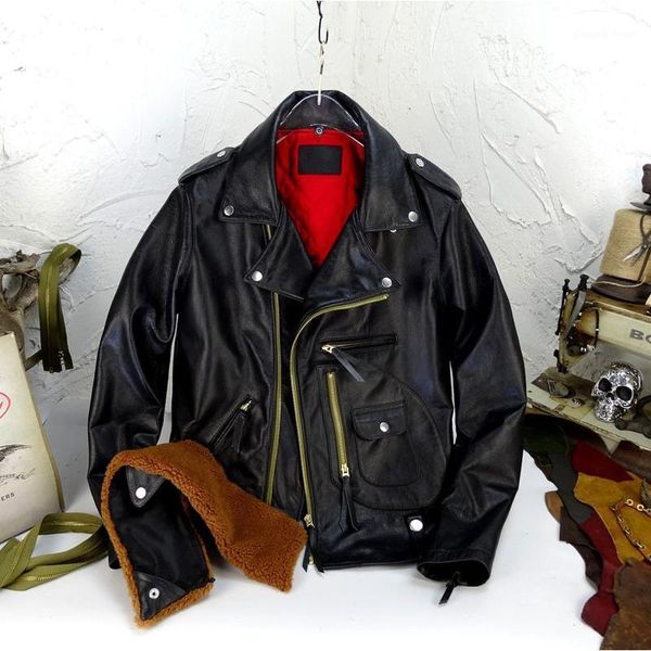 men's leather & faux detachable fur collar j-24 imported from italy batik cotton-padded vintage khaki diagonal genuine clothes men, Black
men's leather & faux detachable fur collar j-24 imported from italy batik cotton-padded vintage khaki diagonal genuine clothes men, Black