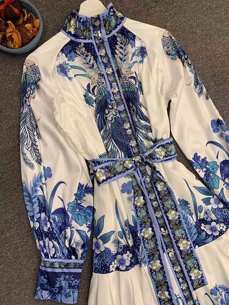 a line high neck autumn winter runway long women's fashion standing collar lantern sleeve flower print vintage dresses vestdios, Black;gray
a line high neck autumn winter runway long women's fashion standing collar lantern sleeve flower print vintage dresses vestdios, Black;gray