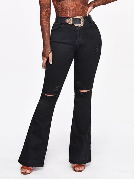 ripped flare leg jeans without belt z2ut#, Blue
ripped flare leg jeans without belt z2ut#, Blue