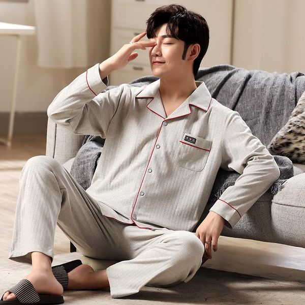 men's sleepwear autumn winter 100% cotton pajamas set for men gray turn-down collar simple long-sleeved cardigan two-piece suit male, Black;brown
men's sleepwear autumn winter 100% cotton pajamas set for men gray turn-down collar simple long-sleeved cardigan two-piece suit male, Black;brown