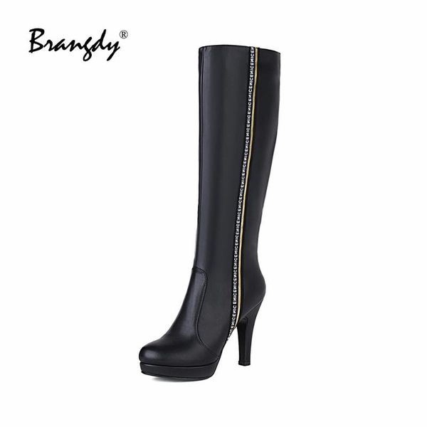 boots fanyuan retro women knee hight pu leather sewing shoes round toe zipper thin heel pumps platform winter, Black
boots fanyuan retro women knee hight pu leather sewing shoes round toe zipper thin heel pumps platform winter, Black