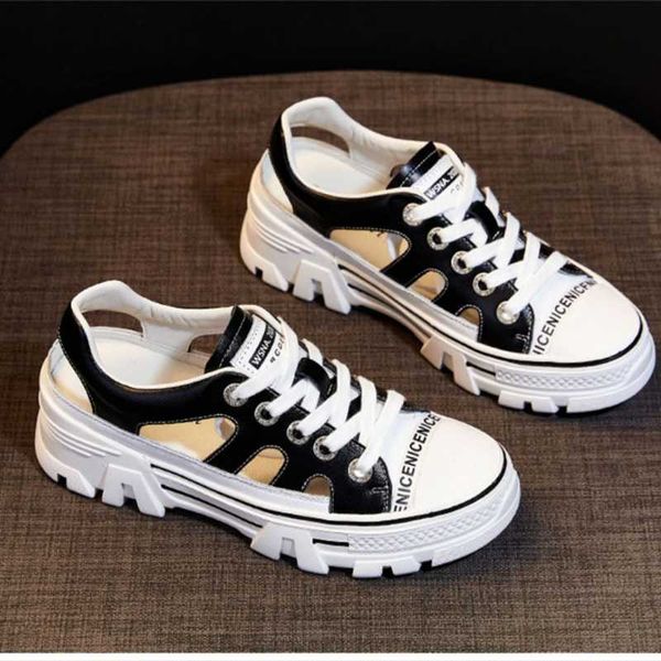 sandals spring and summer women flat shose all-match platform shoes toe cap hollow out rome sneakers white hy88, Black
sandals spring and summer women flat shose all-match platform shoes toe cap hollow out rome sneakers white hy88, Black