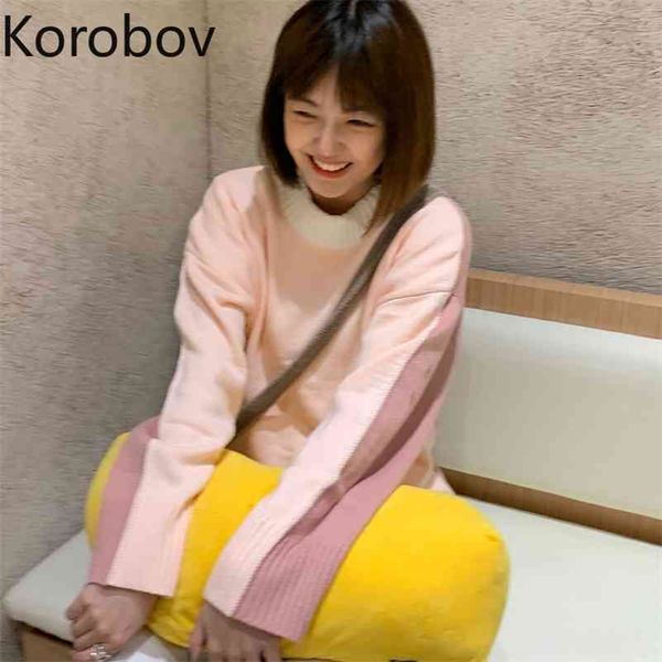 korobov japanese style vintage hit color women sweaters korean o neck long sleeve winter pullovers sweet streetwear sueter mujer 210430, White;black
korobov japanese style vintage hit color women sweaters korean o neck long sleeve winter pullovers sweet streetwear sueter mujer 210430, White;black