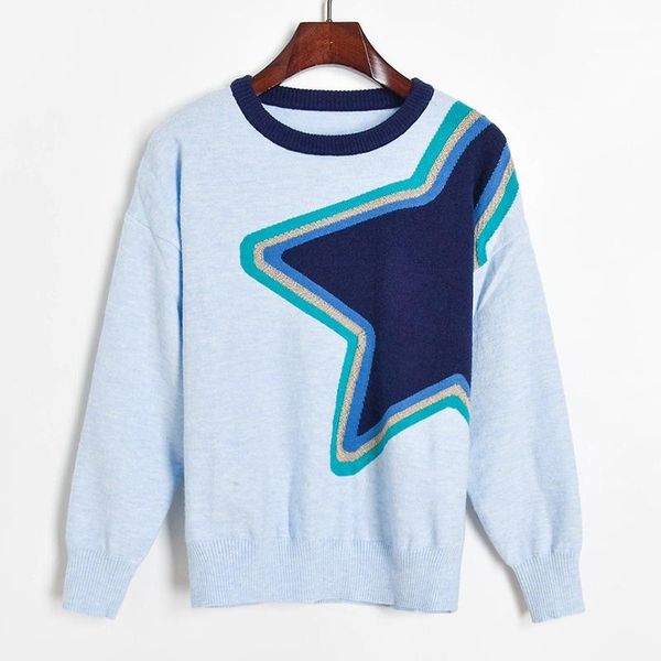 women's sweaters women blue pullover sweater jumpers 2021 hit color star jacquard knit round neck vintage, White;black
women's sweaters women blue pullover sweater jumpers 2021 hit color star jacquard knit round neck vintage, White;black