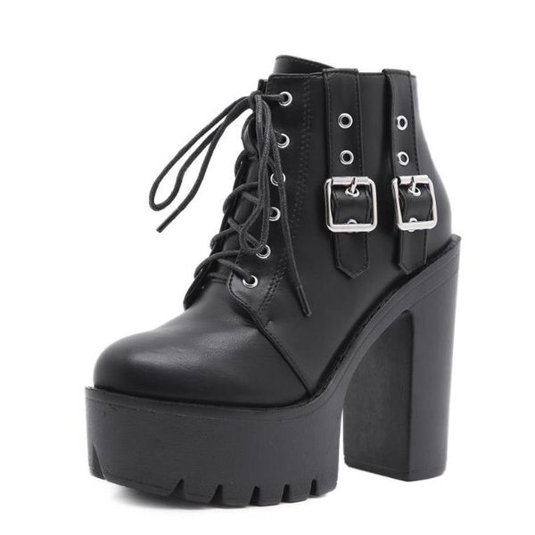 boots autumn women wedge shoes ladies high heels ankle female chunky platform punk goth belt decoration lace up shoe, Black
boots autumn women wedge shoes ladies high heels ankle female chunky platform punk goth belt decoration lace up shoe, Black