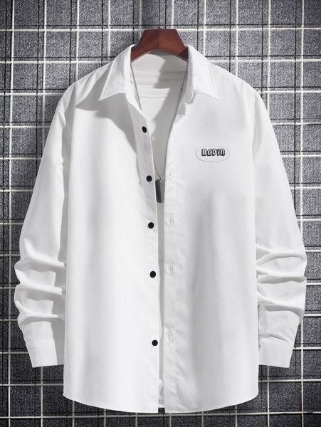 men letter patched detail shirt without tee q9lv#, White;black
men letter patched detail shirt without tee q9lv#, White;black