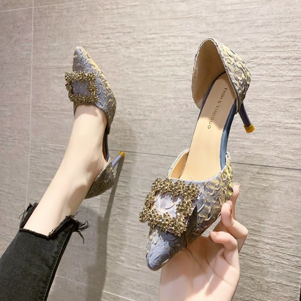 luxury dress shoes temperament high heels spring and summer 2021 hollow back bag pointed thin heel sandals fashion square buckle women', Black
luxury dress shoes temperament high heels spring and summer 2021 hollow back bag pointed thin heel sandals fashion square buckle women', Black