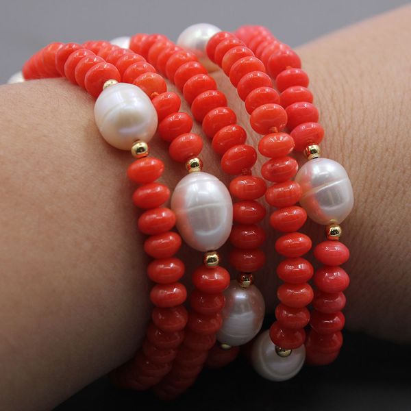 guaiguai jewelry 5 strands natural white rice pearl orange coral bracelet handmade cute for women, Black
guaiguai jewelry 5 strands natural white rice pearl orange coral bracelet handmade cute for women, Black
