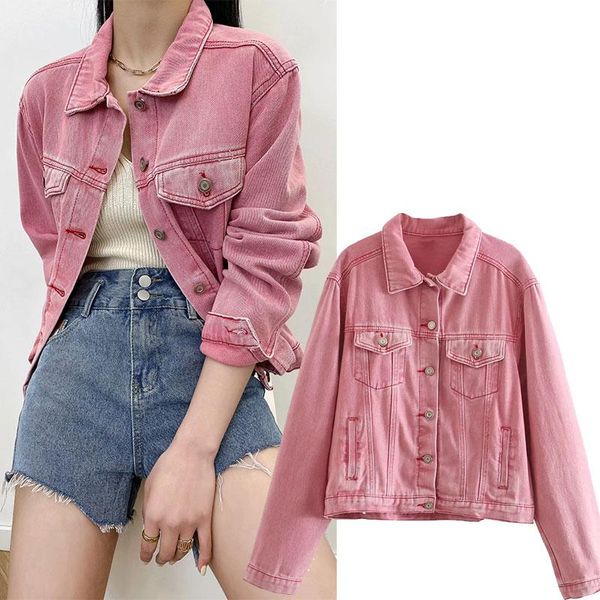 summer women's european and american style long-sleeved denim jacket fashion all-match loose pink jackets, Black;brown
summer women's european and american style long-sleeved denim jacket fashion all-match loose pink jackets, Black;brown