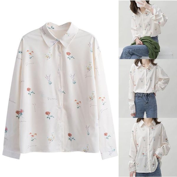 women's shirt floral printed long sleeved outer for spring and summer -mx8 t-shirt, White
women's shirt floral printed long sleeved outer for spring and summer -mx8 t-shirt, White