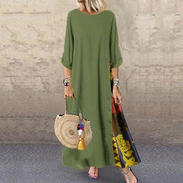 summer autumn plus size women dress vintage o neck 3/4 sleeve side buttons printed loose long casual dresses, Black;gray
summer autumn plus size women dress vintage o neck 3/4 sleeve side buttons printed loose long casual dresses, Black;gray
