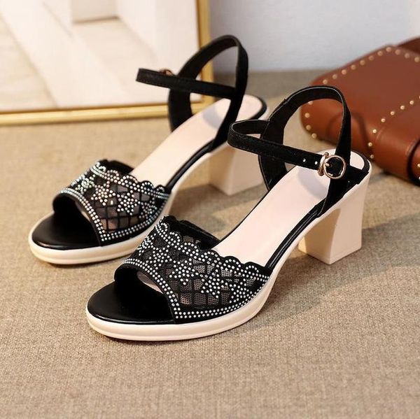 mature women's sandals fashion simple vamp rhinestone decoration sweet and elegant all-match high-heeled dress shoes, Black
mature women's sandals fashion simple vamp rhinestone decoration sweet and elegant all-match high-heeled dress shoes, Black