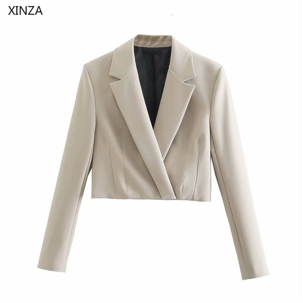 women's wool & blends women shoulder pads cropped blazer long sleeve vintage spring coat blazers woman chic front wrap hidden but, Black
women's wool & blends women shoulder pads cropped blazer long sleeve vintage spring coat blazers woman chic front wrap hidden but, Black