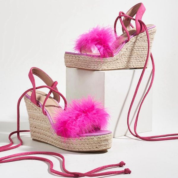 for dropship straw fur shoelaces elegant bohemia style platform sandals women's wedges shoes, Black
for dropship straw fur shoelaces elegant bohemia style platform sandals women's wedges shoes, Black