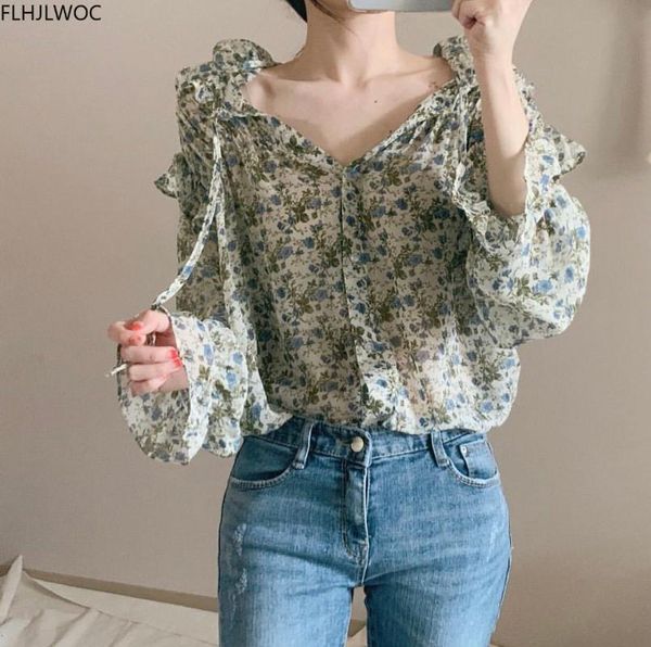 women's blouses & shirts plus size loose summer flare sleeve cute sweet preppy style japan korean floral print chiffon blouse single-b, White
women's blouses & shirts plus size loose summer flare sleeve cute sweet preppy style japan korean floral print chiffon blouse single-b, White