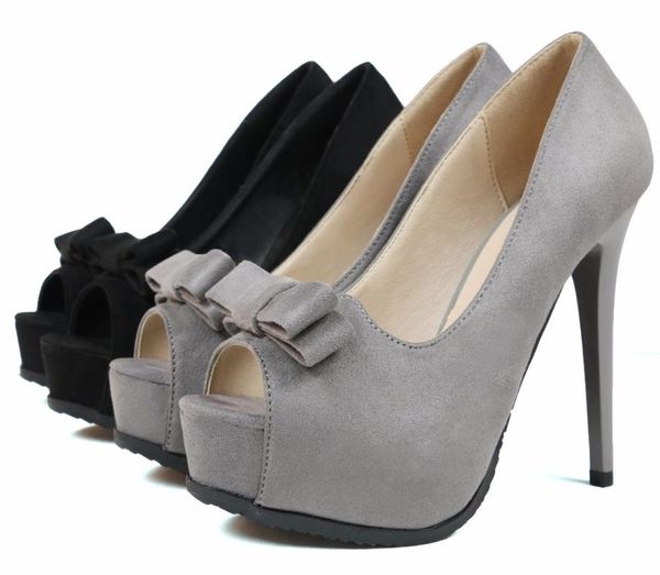 europe style suede high heel with platform female pumps shallow mouth sweet women's shoe butterfly-knot party shoes v opening dress, Black
europe style suede high heel with platform female pumps shallow mouth sweet women's shoe butterfly-knot party shoes v opening dress, Black