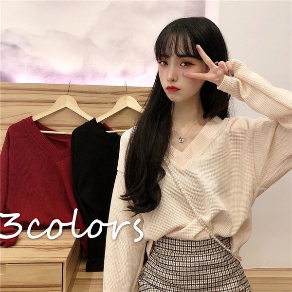 women's sweaters knitted early autumn coat shirt design v-neck korean style spring and long sleeve black early.kio, White;black
women's sweaters knitted early autumn coat shirt design v-neck korean style spring and long sleeve black early.kio, White;black