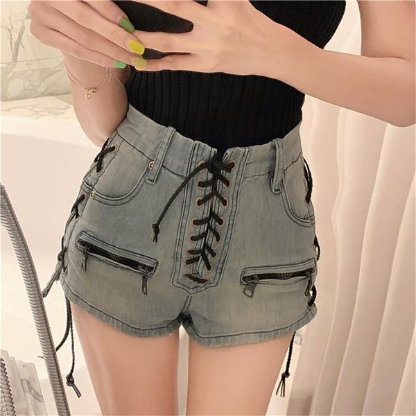 women's shorts fashion design heavy industry bandage denim female trend lace up blue short jeans 2021 zipper, White;black
women's shorts fashion design heavy industry bandage denim female trend lace up blue short jeans 2021 zipper, White;black
