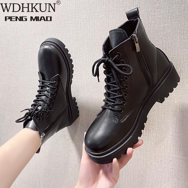 boots soft artificial leather martn women's brown shoes 2021 autumn and winter flat platform ankle motorcycle, Black
boots soft artificial leather martn women's brown shoes 2021 autumn and winter flat platform ankle motorcycle, Black
