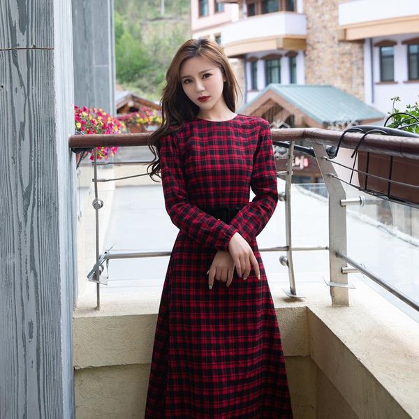 casual dresses vintage elegant swing dress autumn winter backless back open full sleeve plaid women vestidos de festa, Black;gray
casual dresses vintage elegant swing dress autumn winter backless back open full sleeve plaid women vestidos de festa, Black;gray