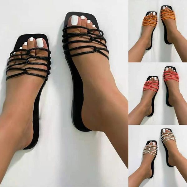 slippers summer fashion women's casual shoes sandals outdoor pure color trendying square head cross leisure flat, Black
slippers summer fashion women's casual shoes sandals outdoor pure color trendying square head cross leisure flat, Black