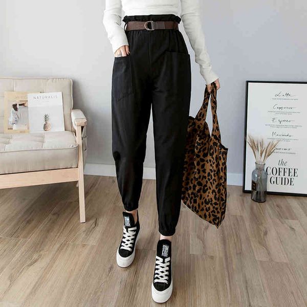 women pants spring summer fashion female solid high waist loose harem pant pencil trousers casual black streetwear 210428, Black;white
women pants spring summer fashion female solid high waist loose harem pant pencil trousers casual black streetwear 210428, Black;white