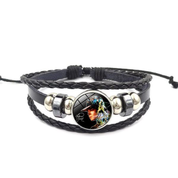 link, chain fashion michael jackson time gem bracelet with multi-layer woven leather beaded hand, Black
link, chain fashion michael jackson time gem bracelet with multi-layer woven leather beaded hand, Black